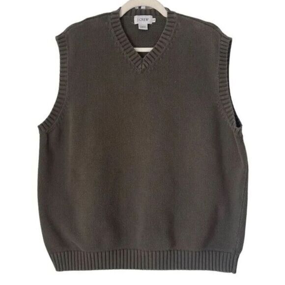 J Crew Green Sweater Vest‎ Size XL 100% Cotton - Picture 1 of 5